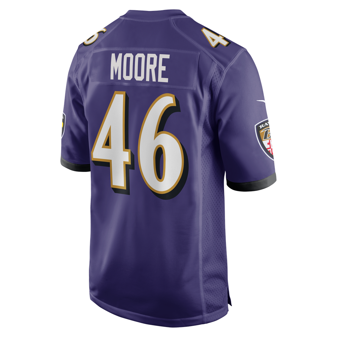 Baltimore Ravens Nick Moore Nike Purple Game Jersey product image 3, provided for visual reference and product detail review