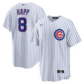 Chicago Cubs Ian Happ Nike White Home Replica Jersey product image 1, provided for visual reference and product detail review