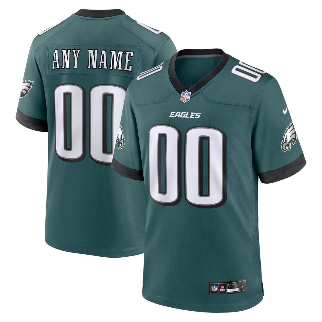 Philadelphia Eagles Nike Midnight Green Custom Game Jersey product image 1, provided for visual reference and product detail