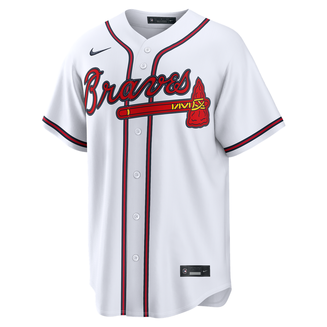 Atlanta Braves Nike White Home Stadium Custom Jersey product image 2, provided for visual reference and product detail review