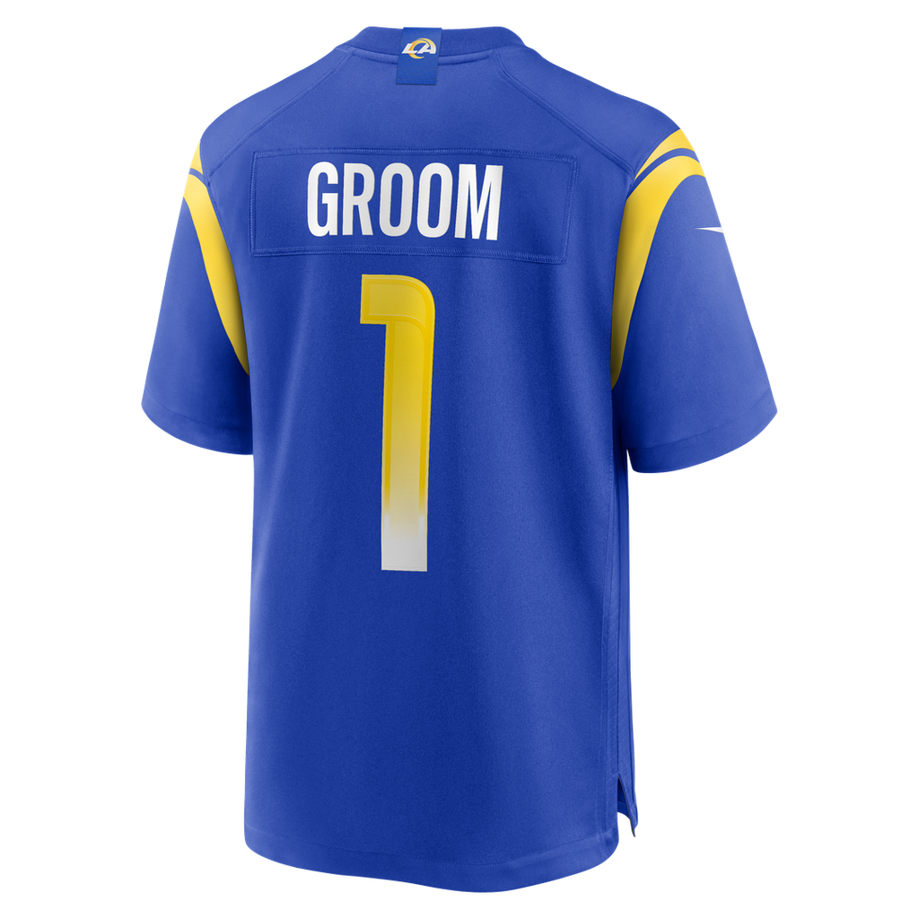 Los Angeles Rams Number 1 Groom Nike Royal Game Jersey product image 3, provided for visual reference and product detail