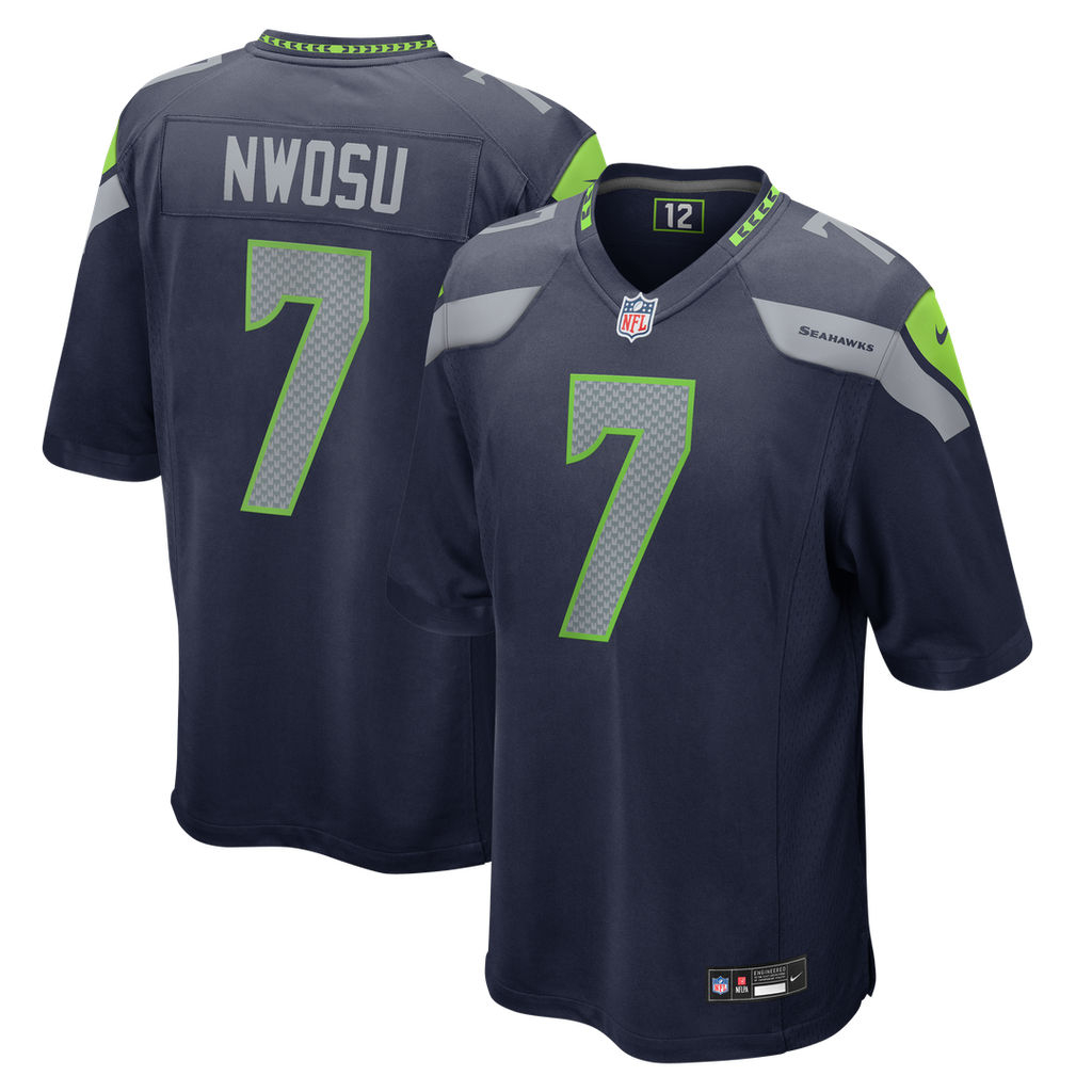 Seattle Seahawks Uchenna Nwosu Nike College Navy Team Game Jersey product image 1, provided for visual reference and product