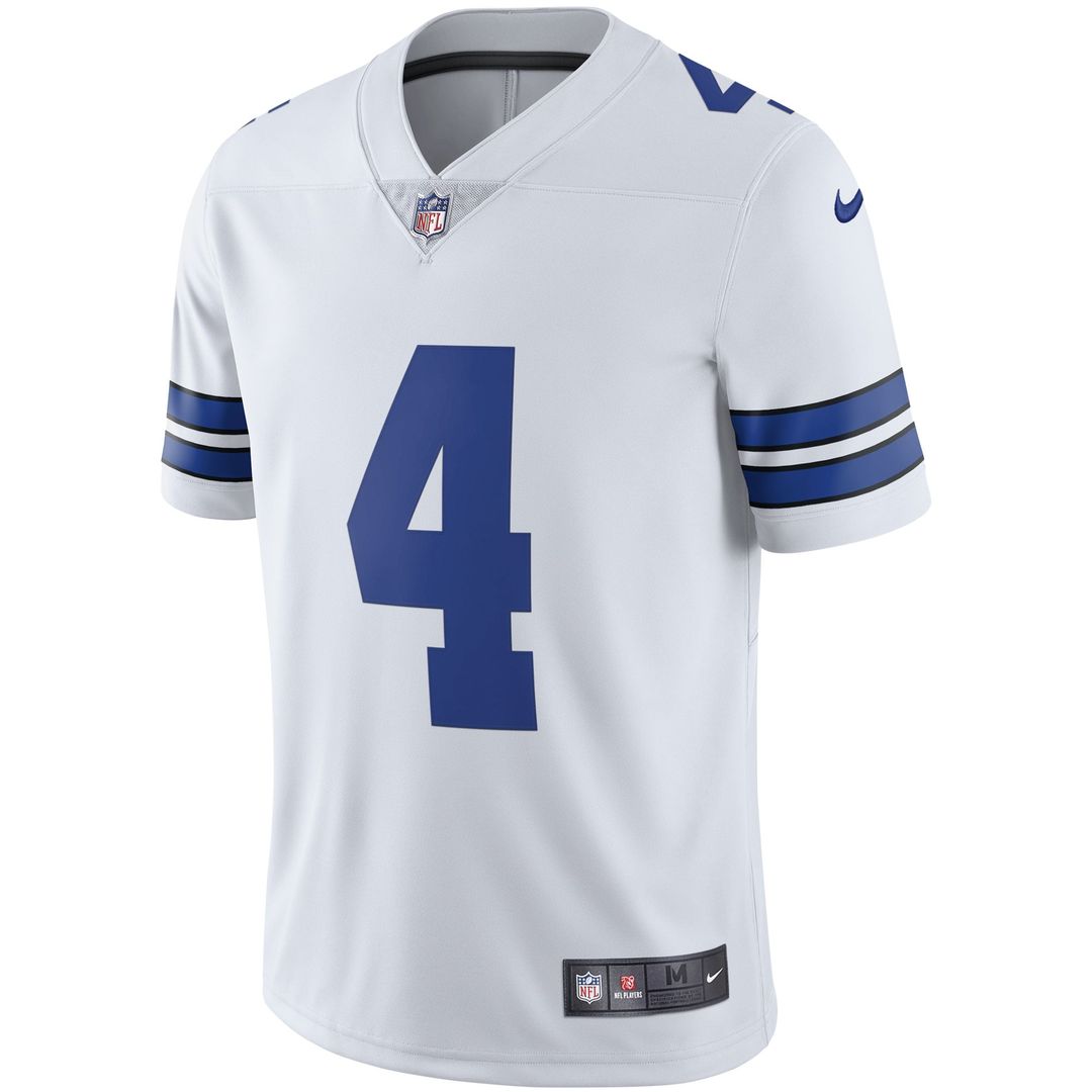 Dallas Cowboys Dak Prescott Nike White Vapor Limited Player Jersey product image 2, provided for visual reference and