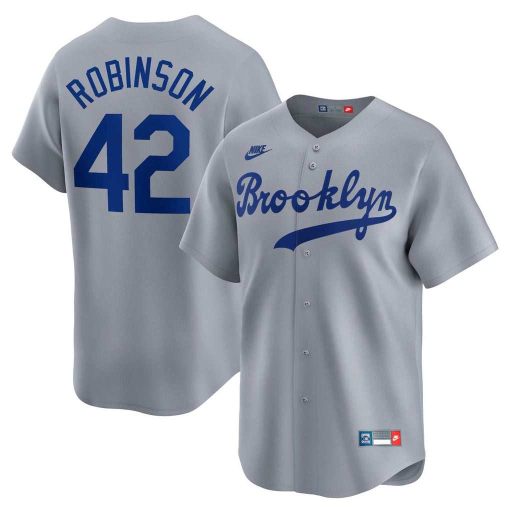 Brooklyn Dodgers Jackie Robinson Nike Gray Throwback Cooperstown Collection Limited Jersey product image 1, provided for