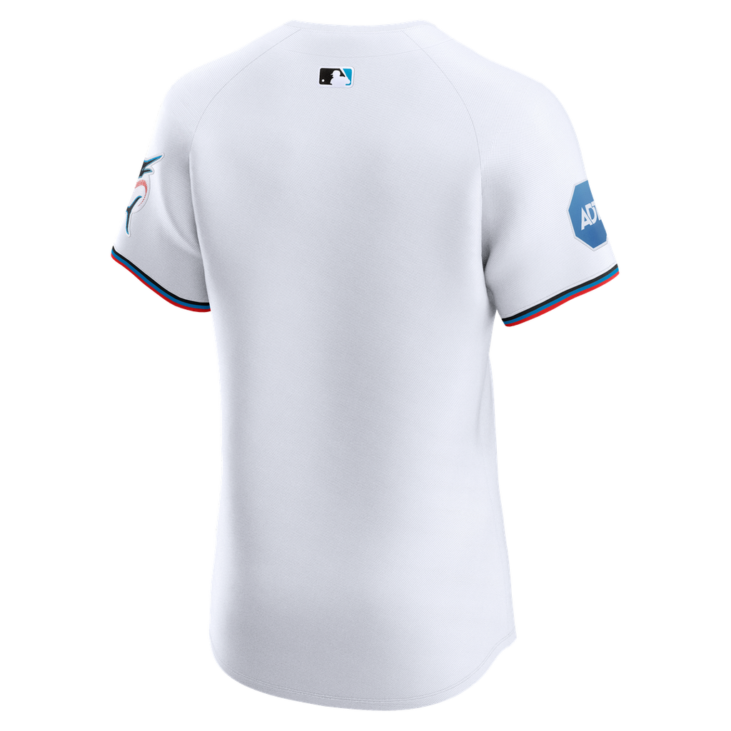 Miami Marlins Nike White Home Elite Jersey product image 7, provided for visual reference and product detail review