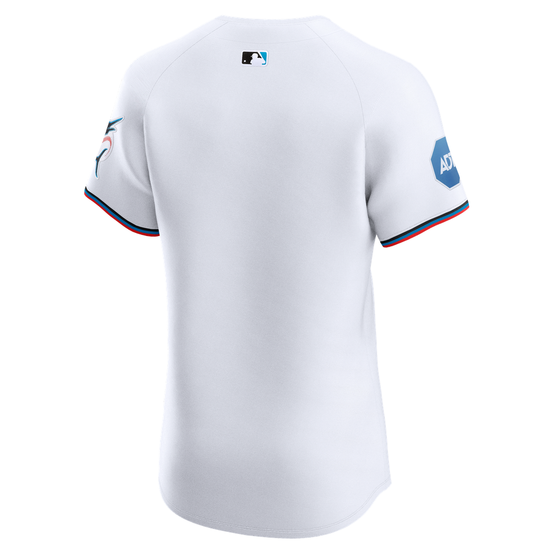 Miami Marlins Nike White Home Elite Jersey product image 7, provided for visual reference and product detail review