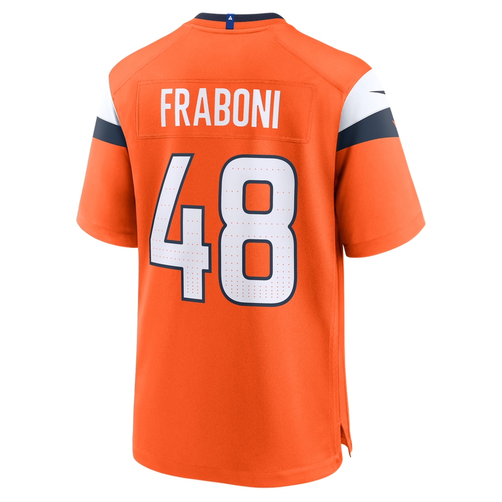 Denver Broncos Mitchell Fraboni Nike Orange Team Game Jersey product image 3, provided for visual reference and product