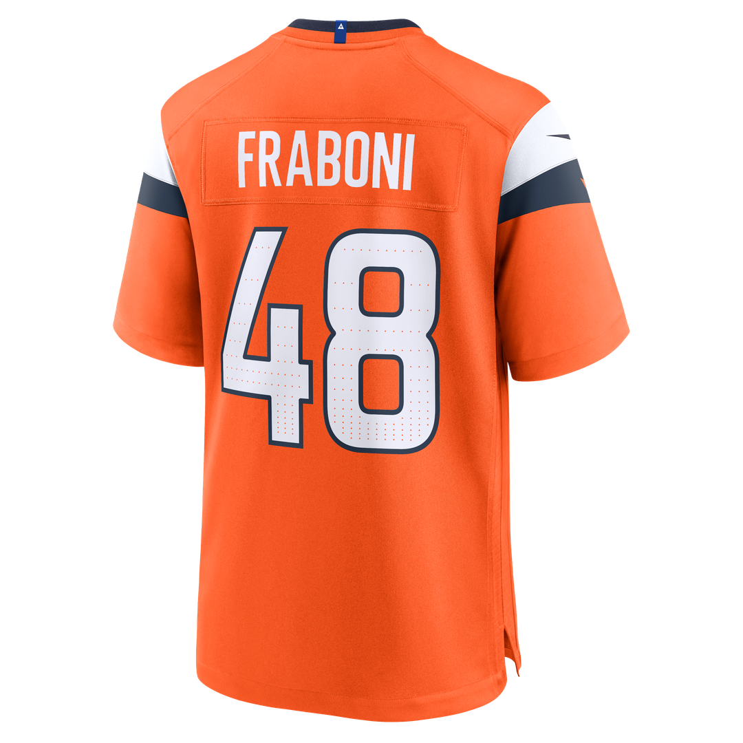 Denver Broncos Mitchell Fraboni Nike Orange Team Game Jersey product image 3, provided for visual reference and product