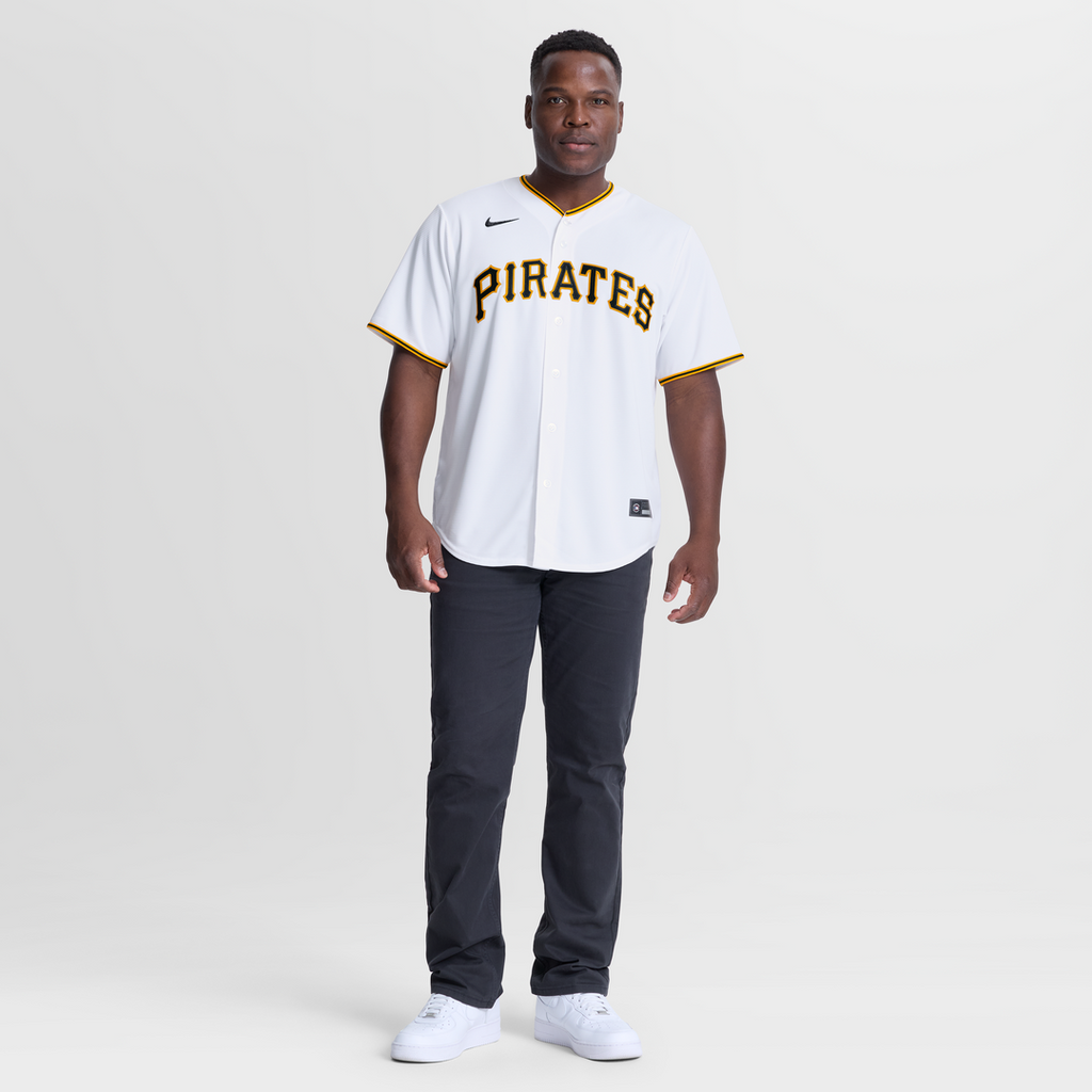 Pittsburgh Pirates Camilo Doval Nike White Home Replica Jersey product image 2, provided for visual reference and product