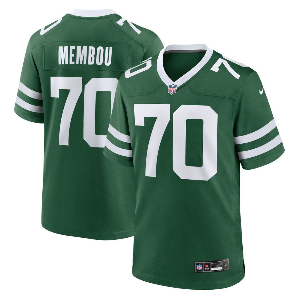 New York Jets Armand Membou Nike Green Team Game Jersey product image 1, provided for visual reference and product detail