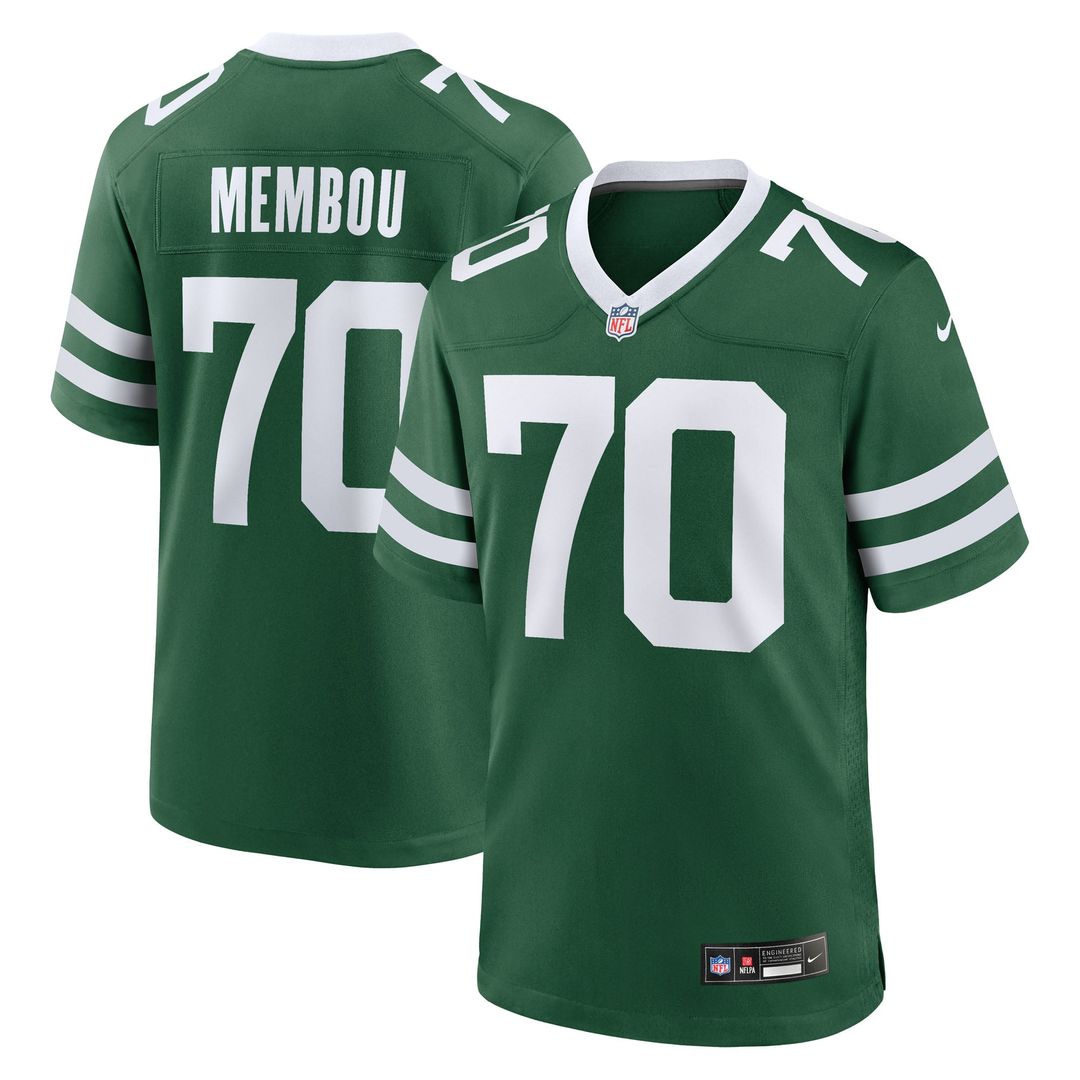 New York Jets Armand Membou Nike Green Team Game Jersey product image 1, provided for visual reference and product detail