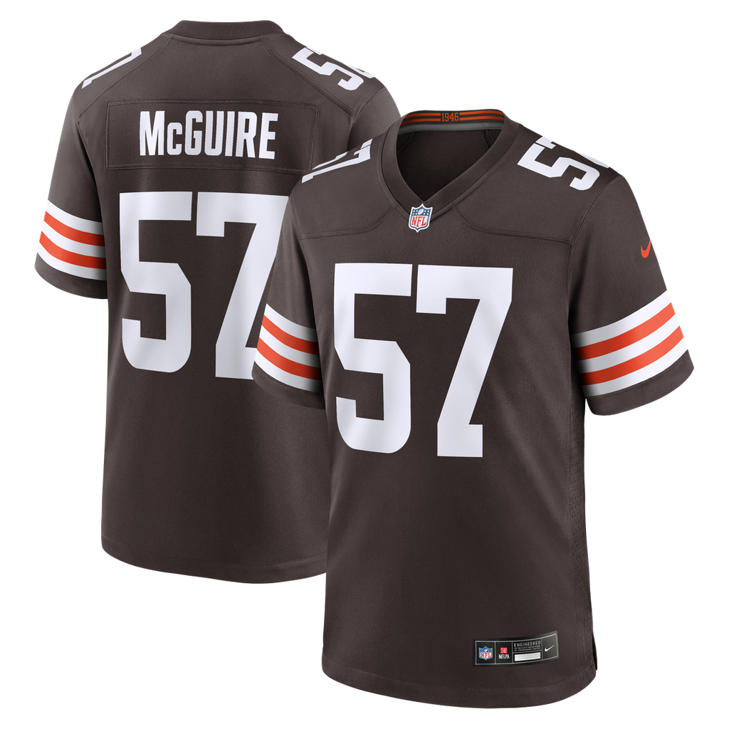 Cleveland Browns Isaiah McGuire Nike Brown Team Game Jersey product image 1, provided for visual reference and product