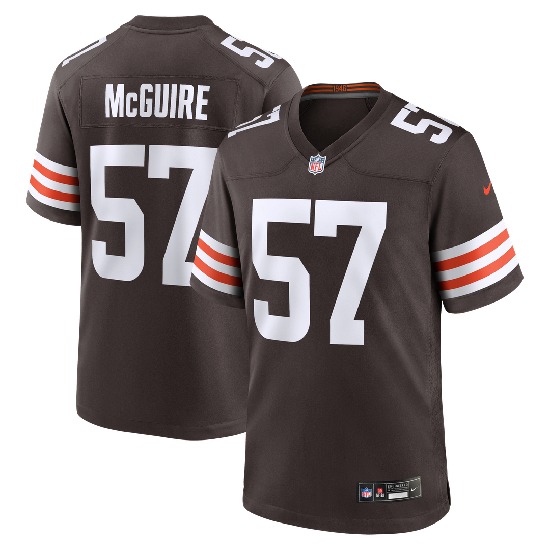 Cleveland Browns Isaiah McGuire Nike Brown Team Game Jersey product image 1, provided for visual reference and product