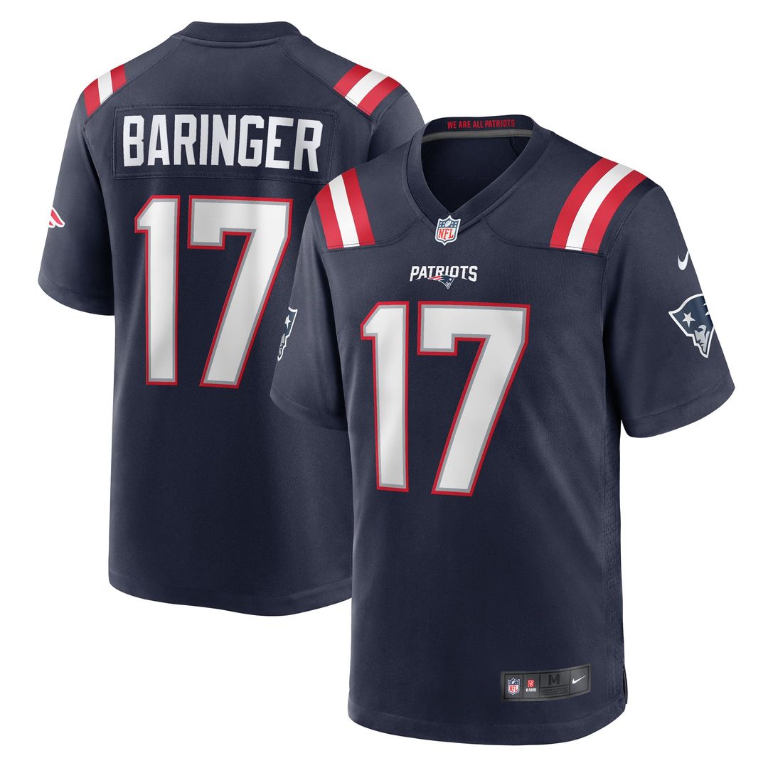 New England Patriots Bryce Baringer Nike Navy Team Game Jersey product image 1, provided for visual reference and product