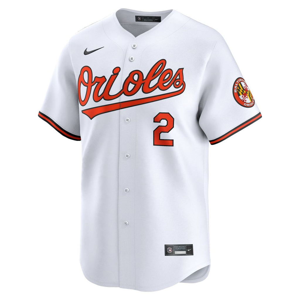 Baltimore Orioles Gunnar Henderson Nike White Home Limited Player Jersey product image 2, provided for visual reference and