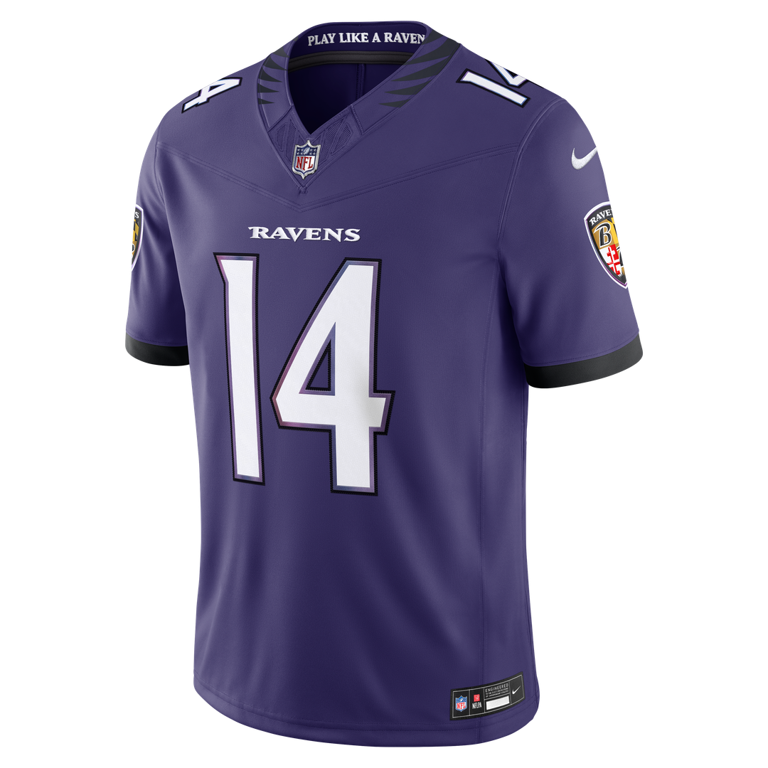 Baltimore Ravens Kyle Hamilton Nike Purple Team Vapor F.U.S.E. Stitched Limited Jersey product image 2, provided for visual