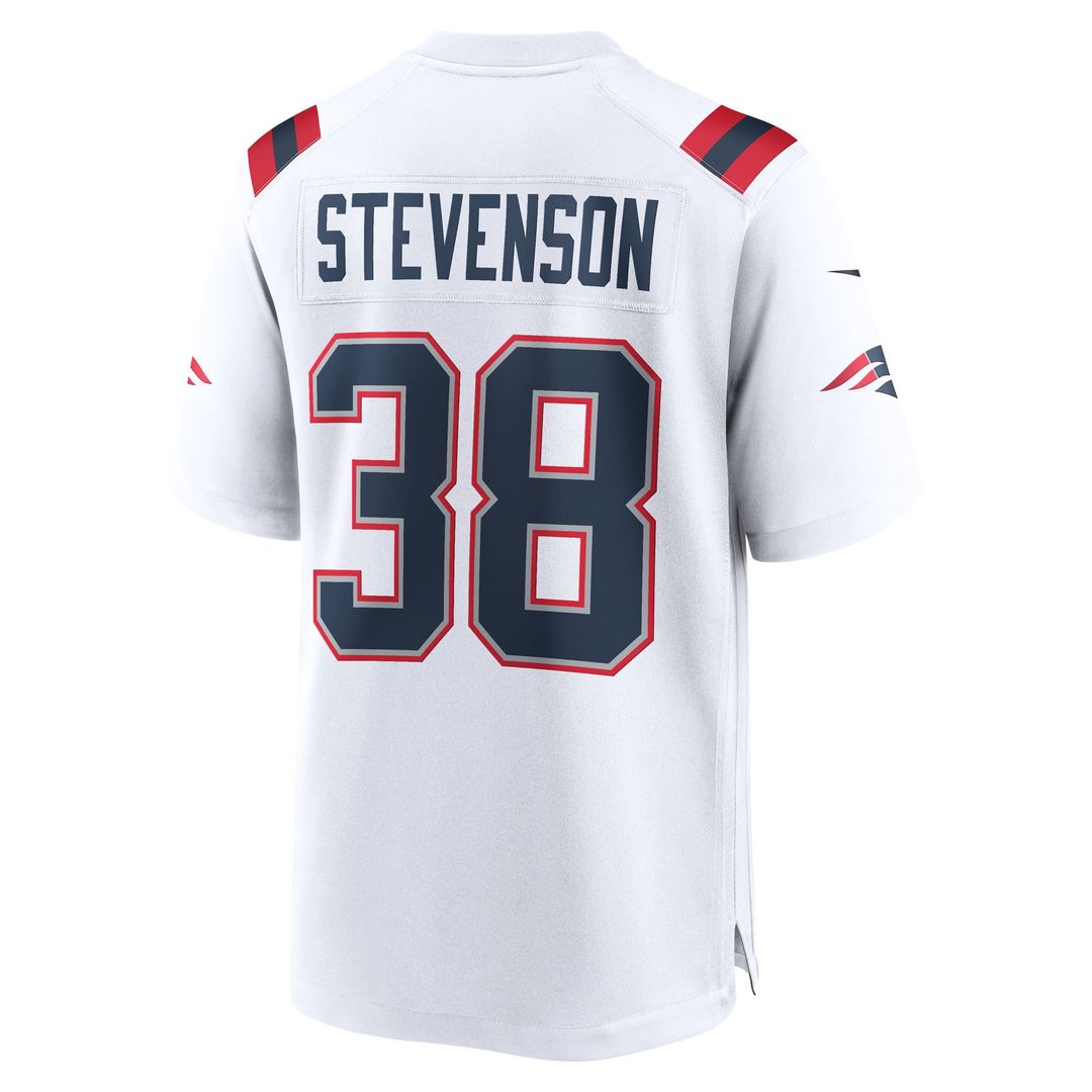 New England Patriots Rhamondre Stevenson Nike White Game Player Jersey product image 3, provided for visual reference and