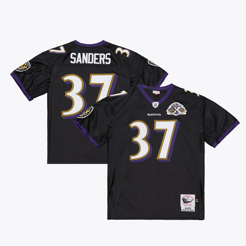 Baltimore Ravens Deion Sanders Mitchell & Ness Black 2005 Authentic Throwback Jersey product image 1, provided for visual