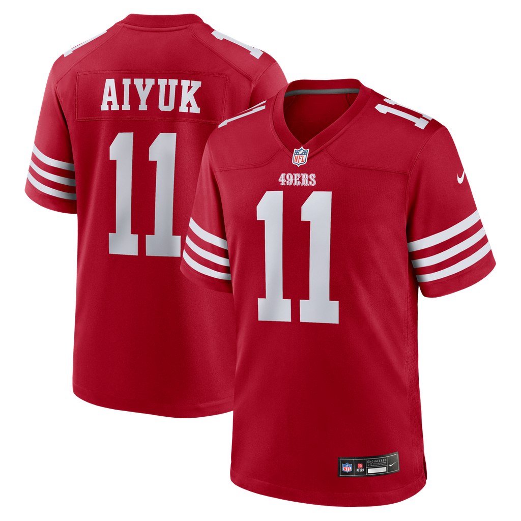 San Francisco 49ers Brandon Aiyuk Nike Scarlet Team Player Game Jersey product image 1, provided for visual reference and