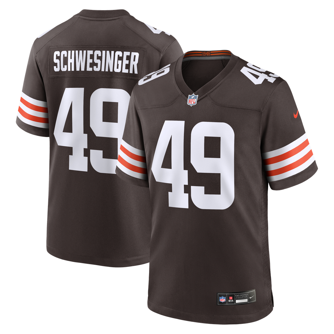Cleveland Browns Carson Schwesinger Nike Brown 2025 NFL Draft Game Jersey product image 1, provided for visual reference and