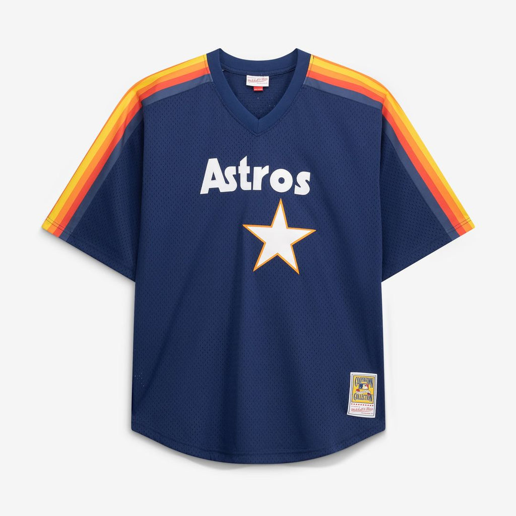 Houston Astros Nolan Ryan Mitchell & Ness Navy Cooperstown Collection Big & Tall Mesh Batting Practice Jersey product image
