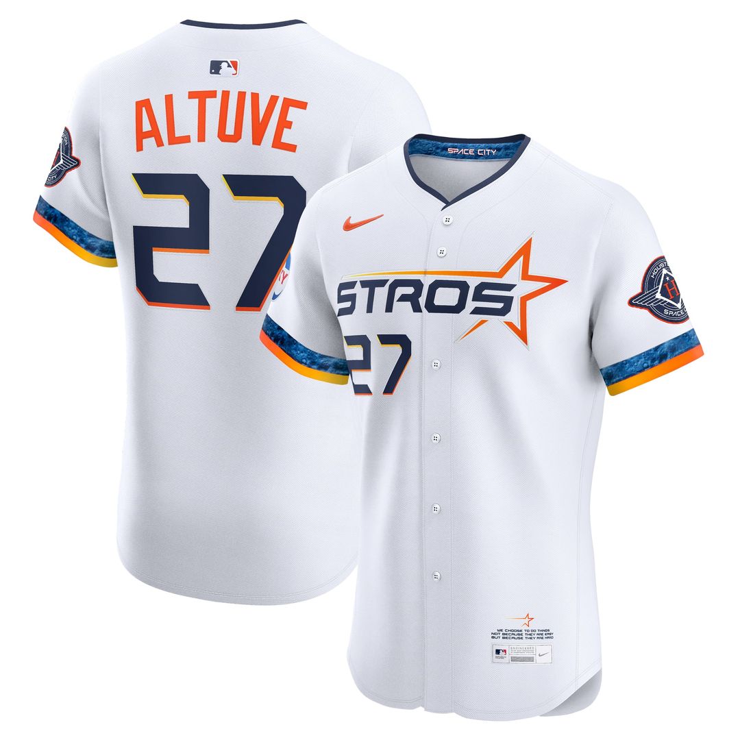 Houston Astros Jose Altuve Nike White 2025 City Connect Elite Player Jersey product image 1, provided for visual reference