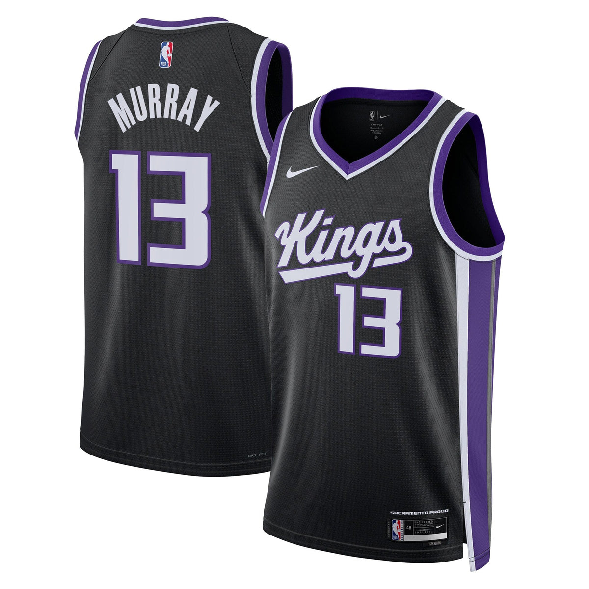 Sacramento Kings Nike Icon Edition Swingman Jersey - Black - Keegan Murray - Unisex product image 2, provided for visual