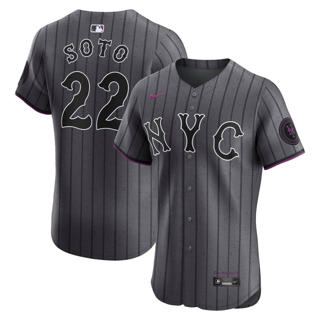 New York Mets Juan Soto Nike Gray City Connect Elite Jersey product image 1, provided for visual reference and product