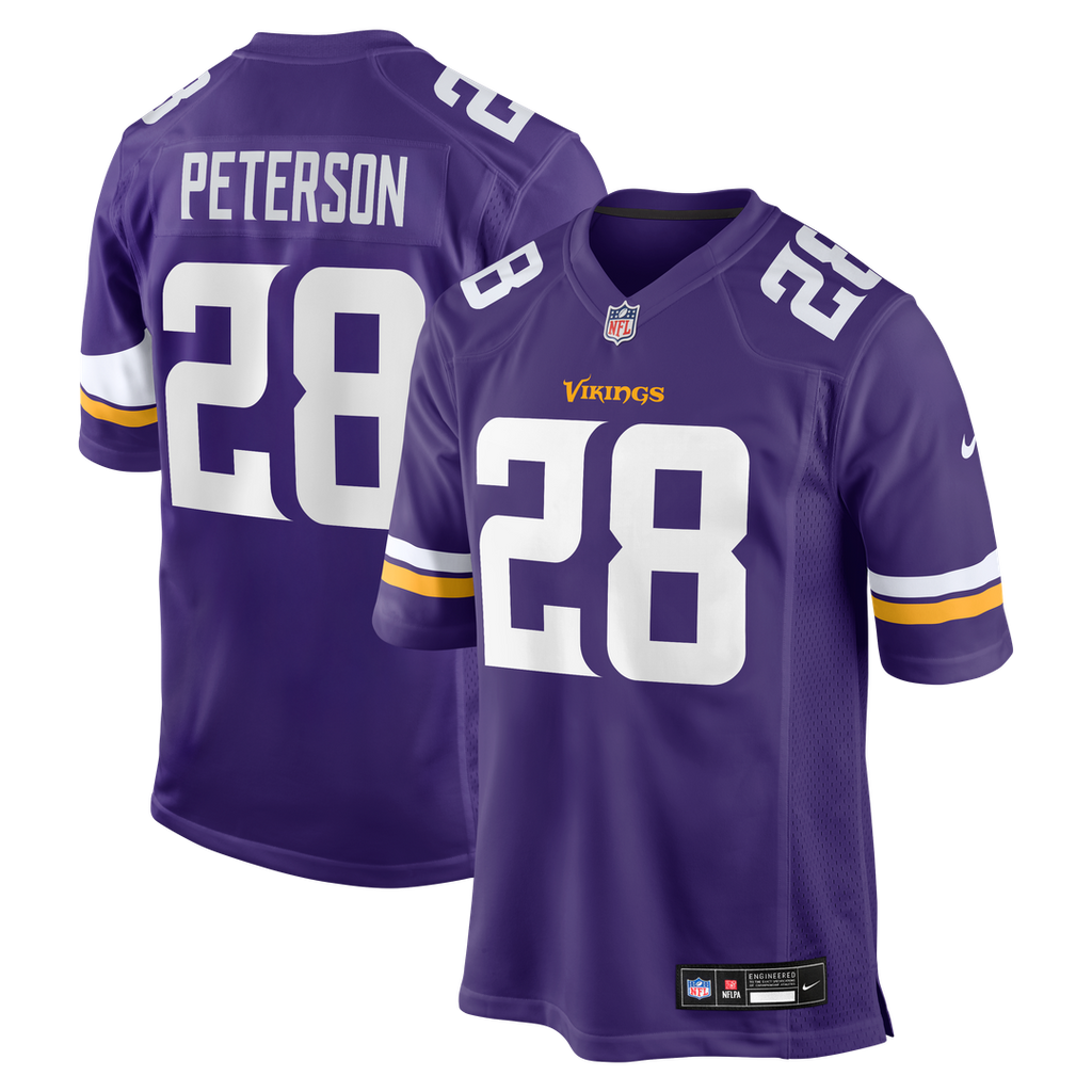 Minnesota Vikings Adrian Peterson Nike Purple Team Retired Game Jersey product image 1, provided for visual reference and