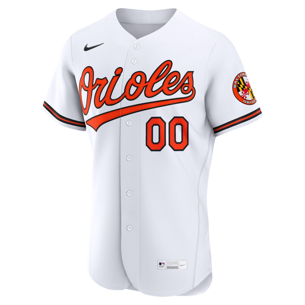Baltimore Orioles Nike White Home Authentic Custom Jersey product image 2, provided for visual reference and product detail