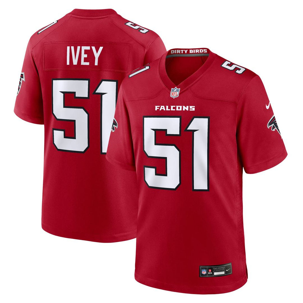 Atlanta Falcons Jared Ivey Nike Red Team Game Jersey product image 1, provided for visual reference and product detail review