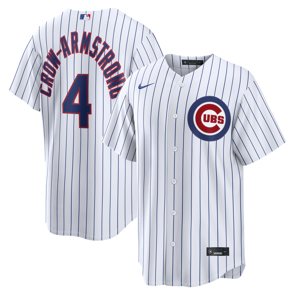Chicago Cubs Pete Crow-Armstrong Nike White Home Replica Jersey product image 1, provided for visual reference and product