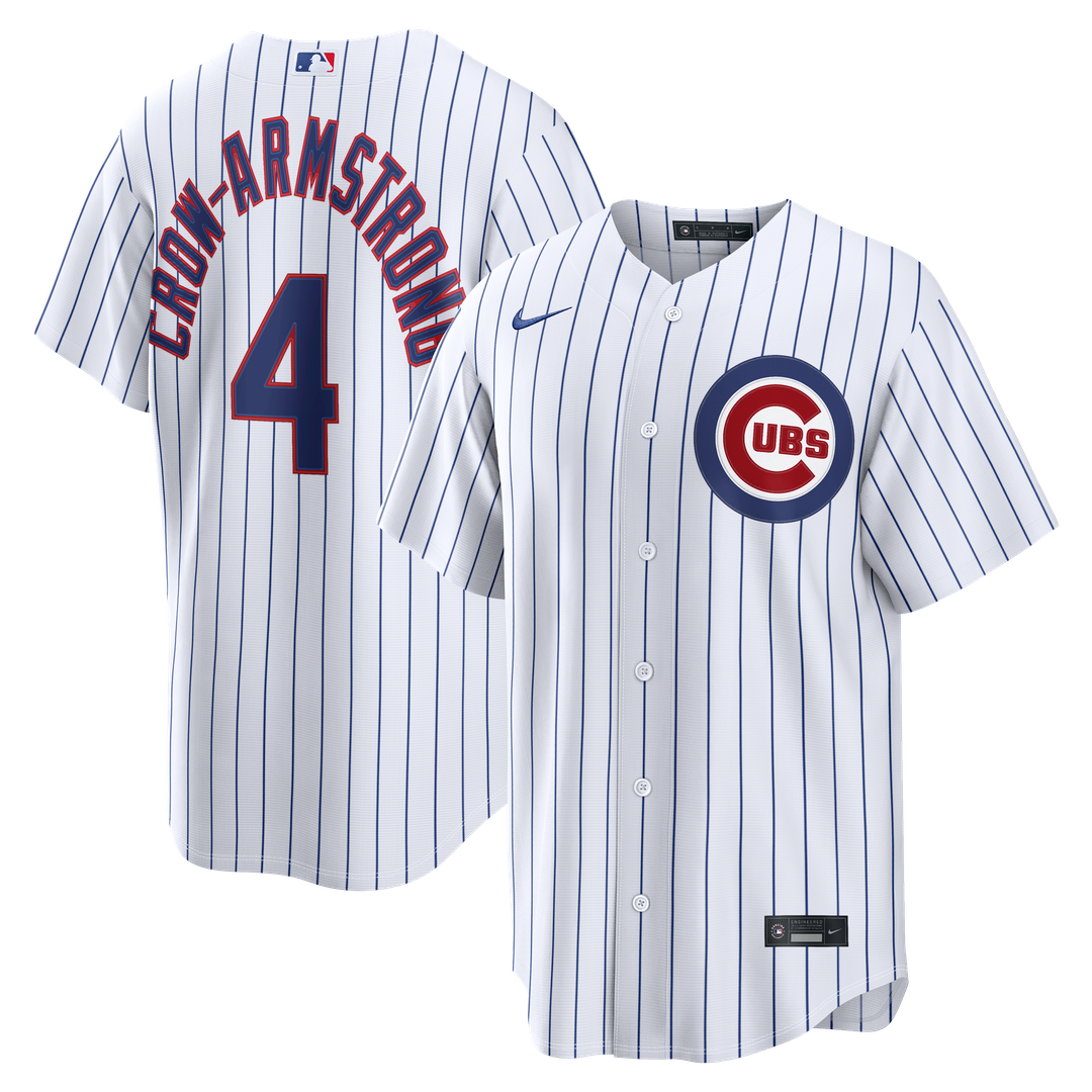 Chicago Cubs Pete Crow-Armstrong Nike White Home Replica Jersey product image 1, provided for visual reference and product
