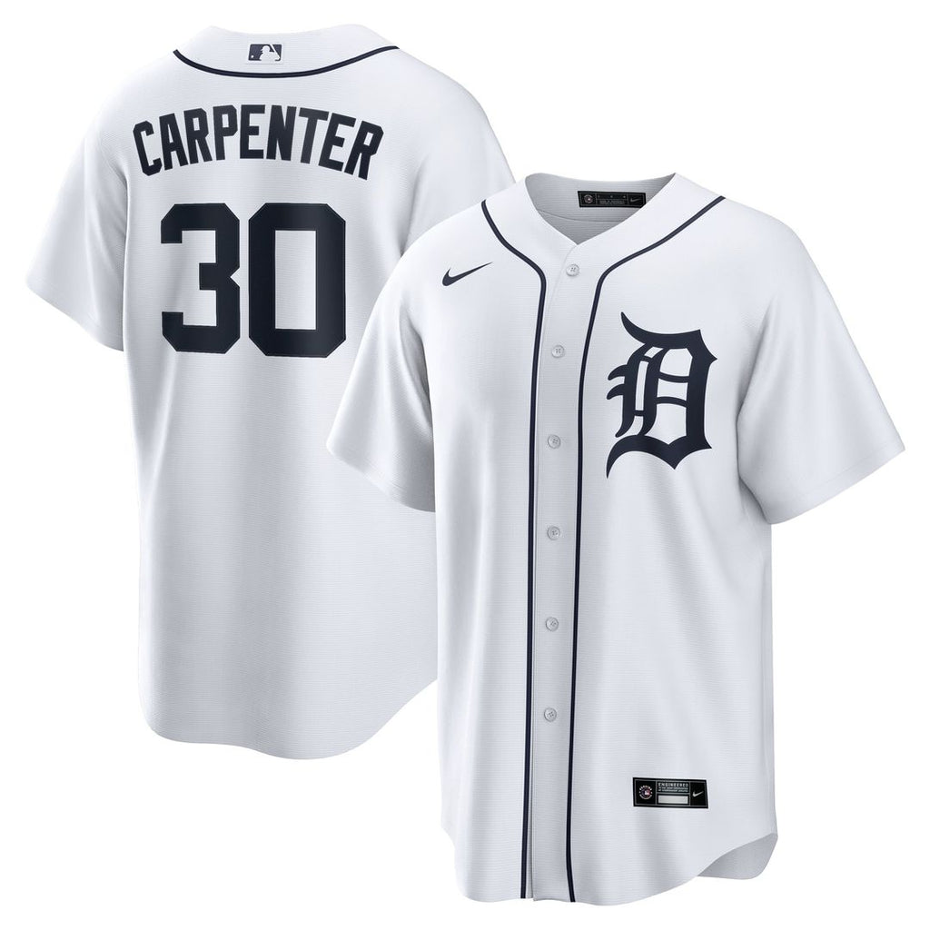 Detroit Tigers Kerry Carpenter Nike White Home Replica Jersey product image 1, provided for visual reference and product