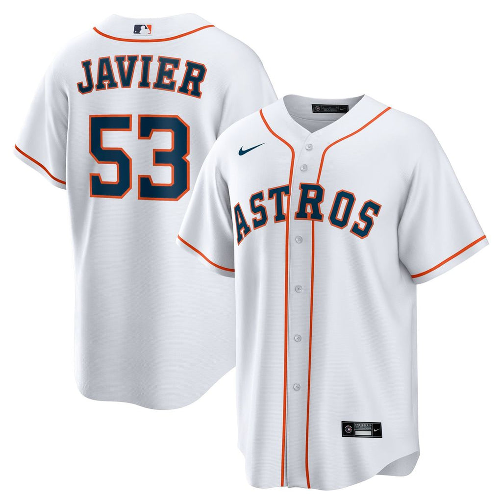 Houston Astros Cristian Javier Nike White Home Replica Jersey product image 1, provided for visual reference and product