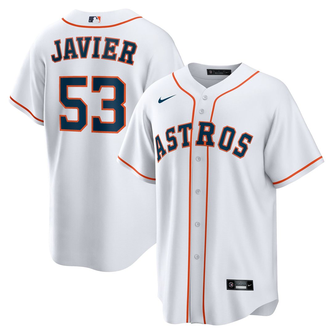 Houston Astros Cristian Javier Nike White Home Replica Jersey product image 1, provided for visual reference and product