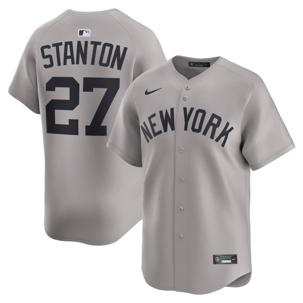 New York Yankees Giancarlo Stanton Nike Gray Road Limited Jersey product image 1, provided for visual reference and product