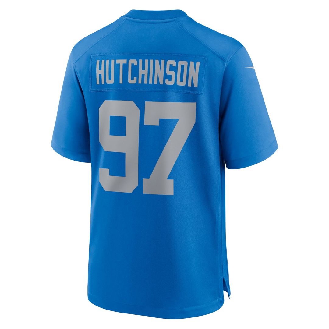 Detroit Lions Aidan Hutchinson Nike Blue Alternate Game Jersey product image 3, provided for visual reference and product