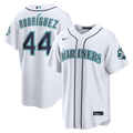 Seattle Mariners Julio Rodríguez Nike White Home Stadium 50th Season Patch Jersey product image 1, provided for visual
