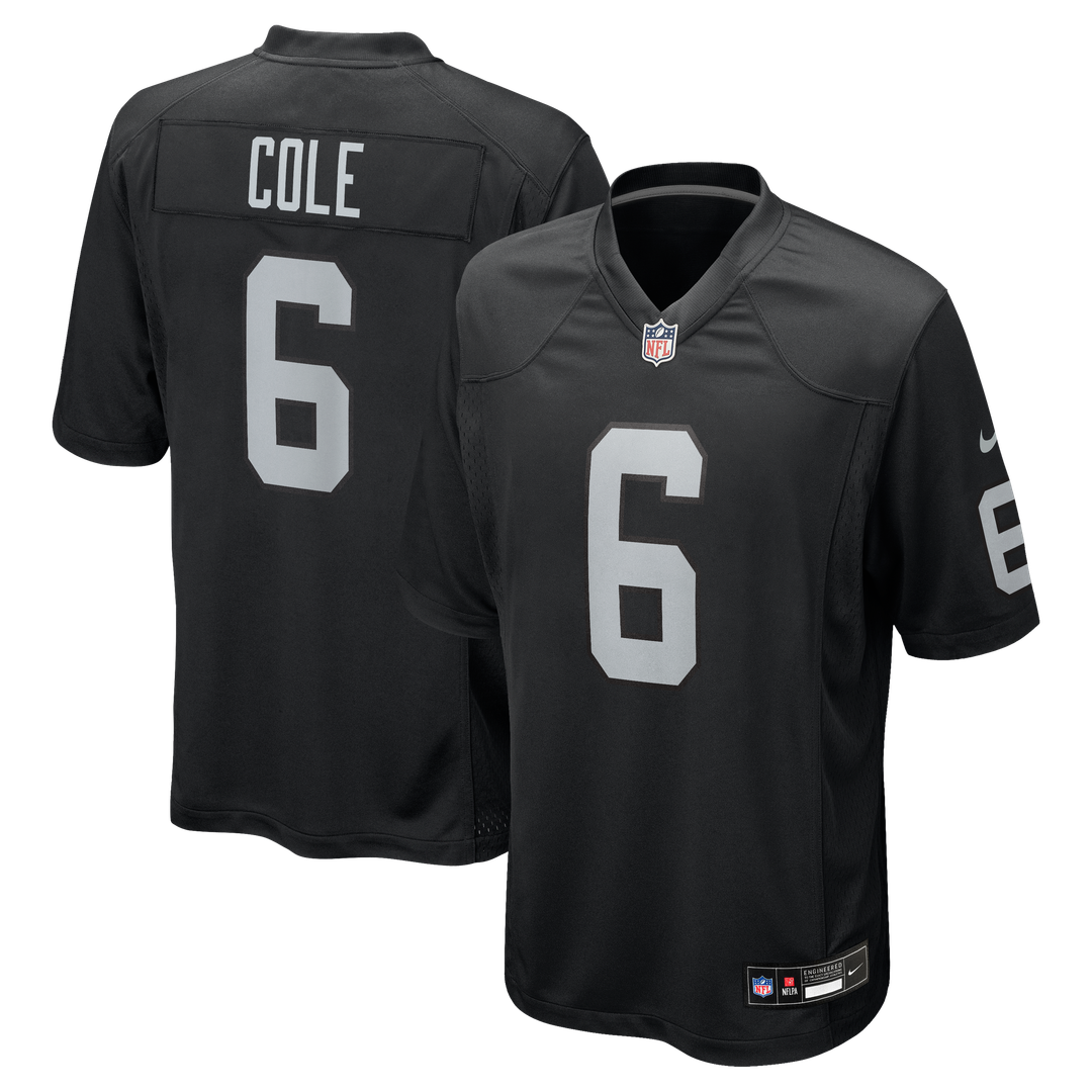 Las Vegas Raiders AJ Cole Nike Black Game Jersey product image 1, provided for visual reference and product detail review