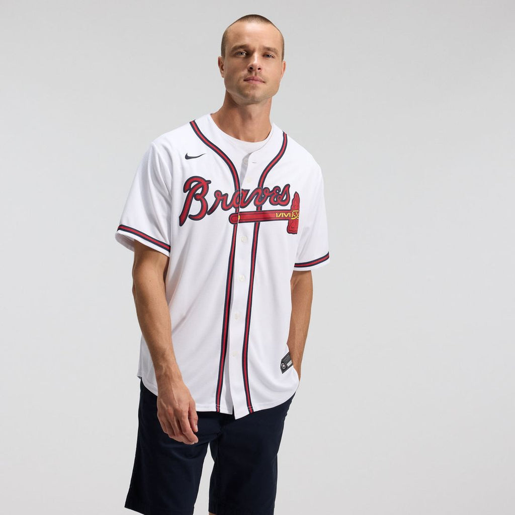Atlanta Braves Nike White Home Replica Team Jersey product image 1, provided for visual reference and product detail review