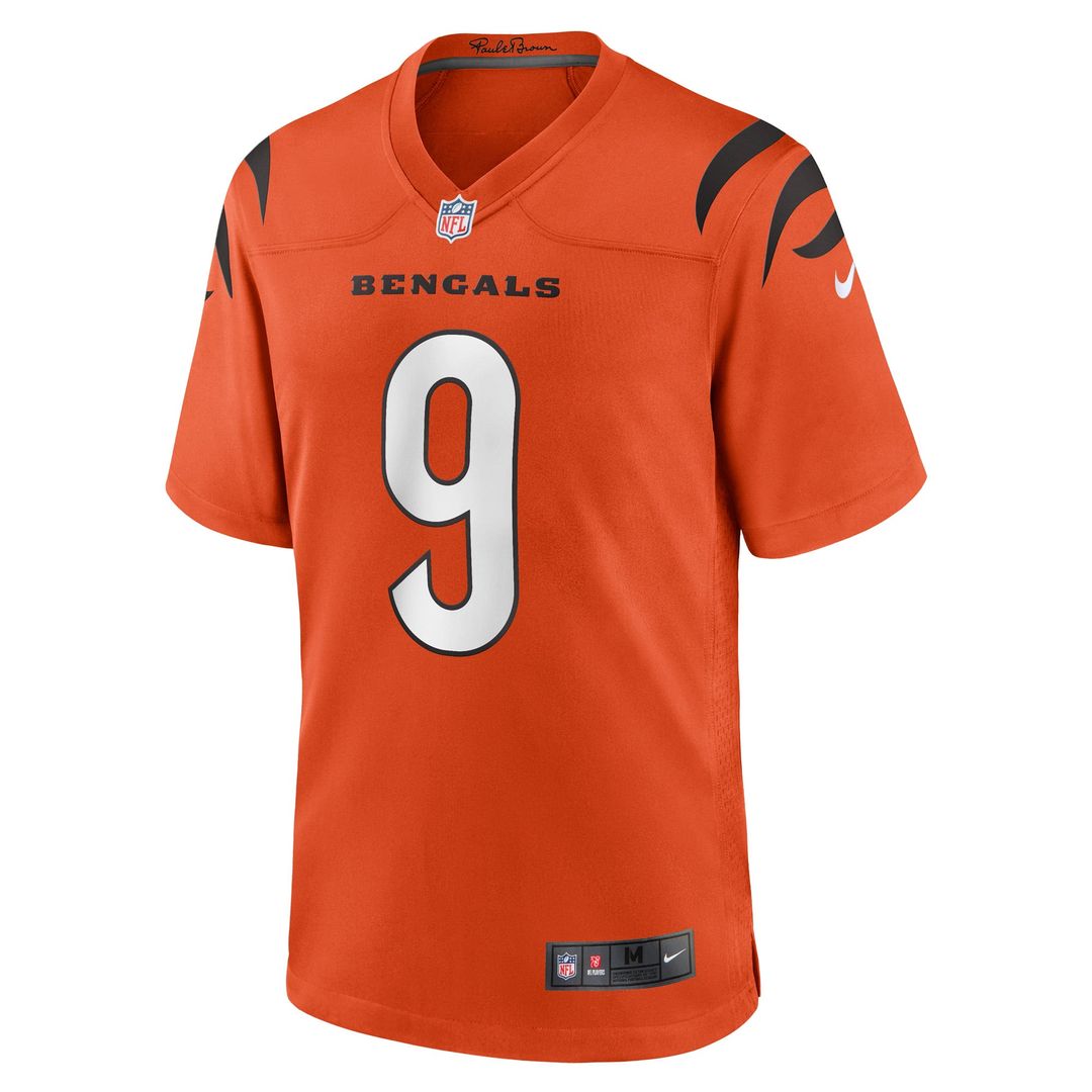 Cincinnati Bengals Joe Burrow Nike Orange Alternate Game Jersey product image 2, provided for visual reference and product