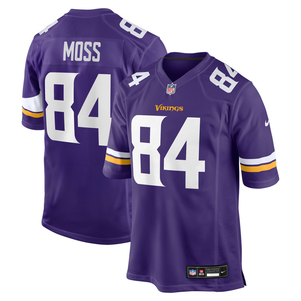 Minnesota Vikings Randy Moss Nike Purple Game Retired Player Jersey product image 1, provided for visual reference and