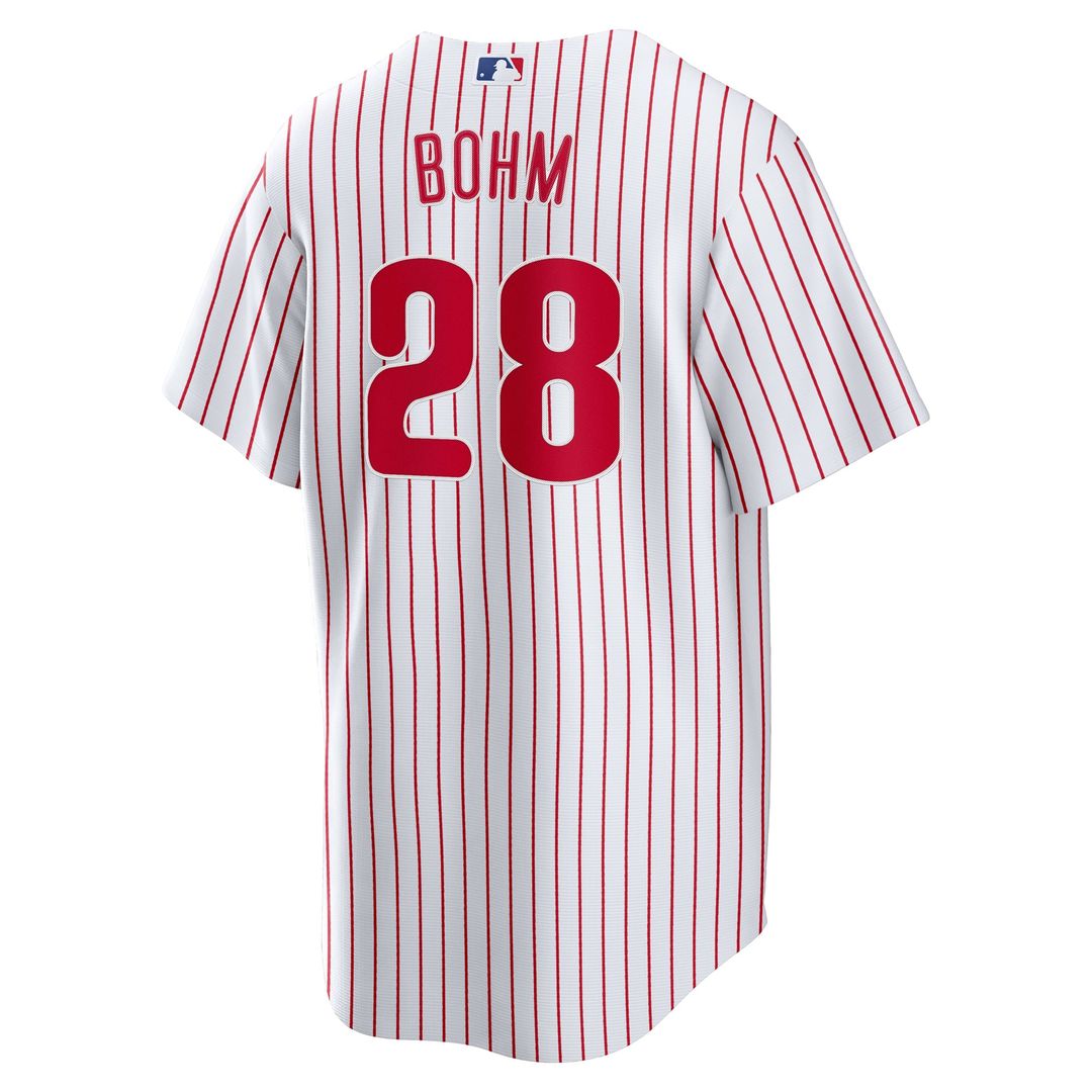 Philadelphia Phillies Alec Bohm Nike White Home Replica Jersey product image 3, provided for visual reference and product