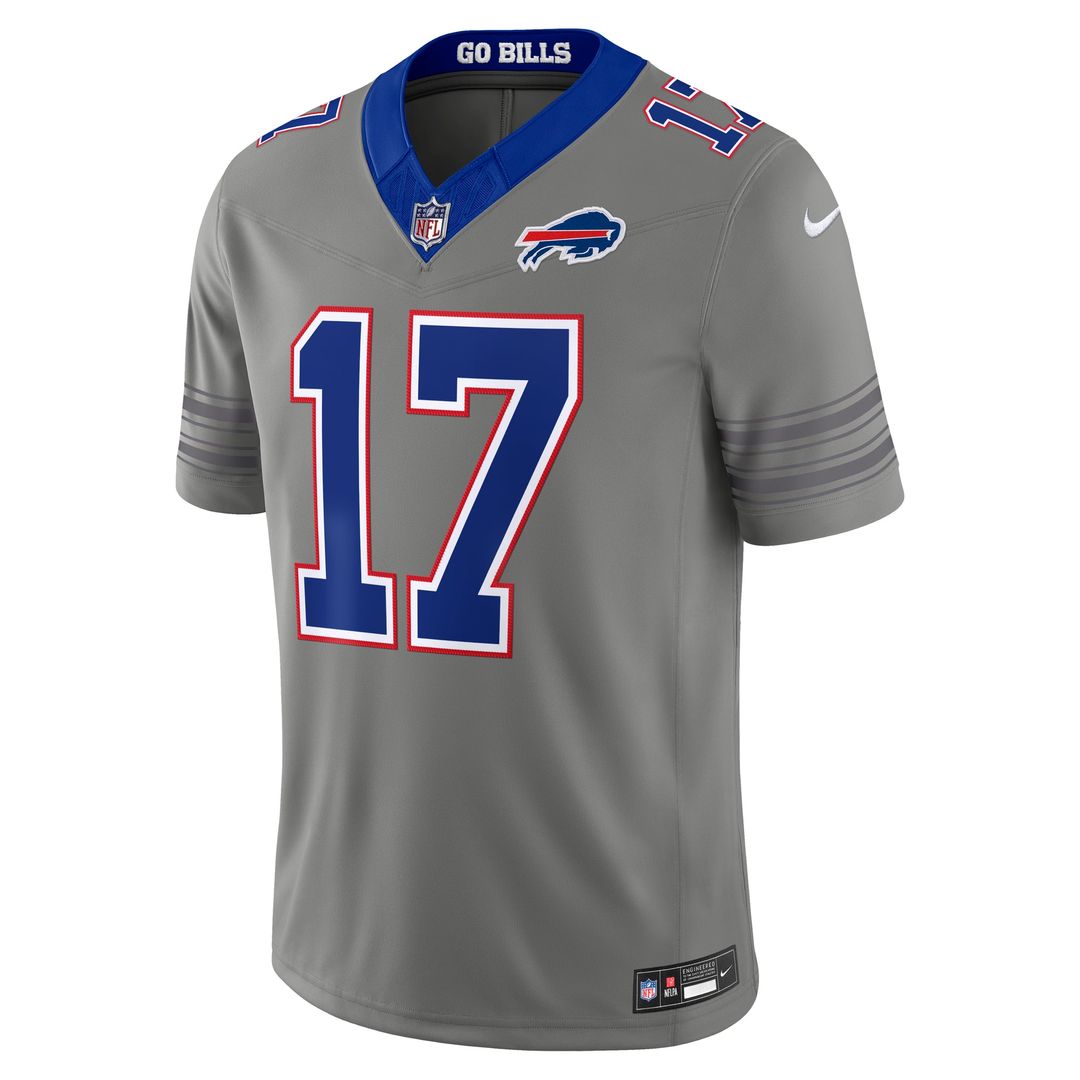 Buffalo Bills Josh Allen Nike Gray Nickel City Vapor F.U.S.E. Stitched Limited Jersey product image 2, provided for visual