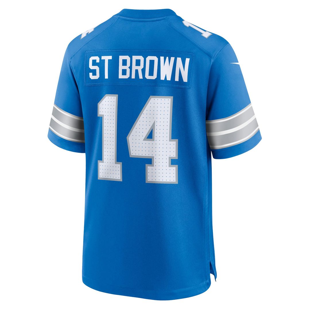 Detroit Lions Amon-Ra St. Brown Nike Blue Game Jersey product image 3, provided for visual reference and product detail
