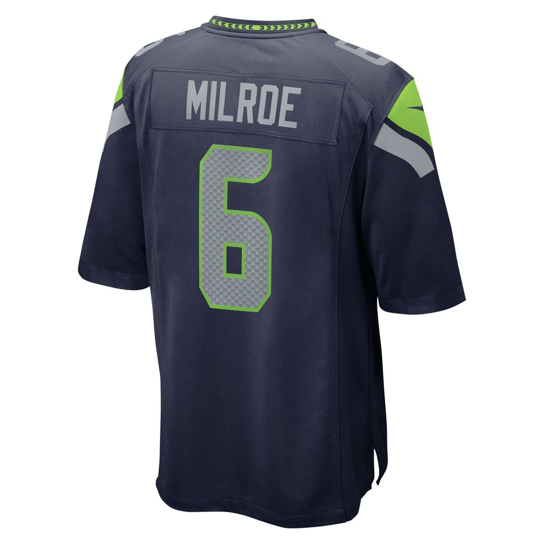 Seattle Seahawks Jalen Milroe Nike College Navy 2025 NFL Draft Game Jersey product image 3, provided for visual reference
