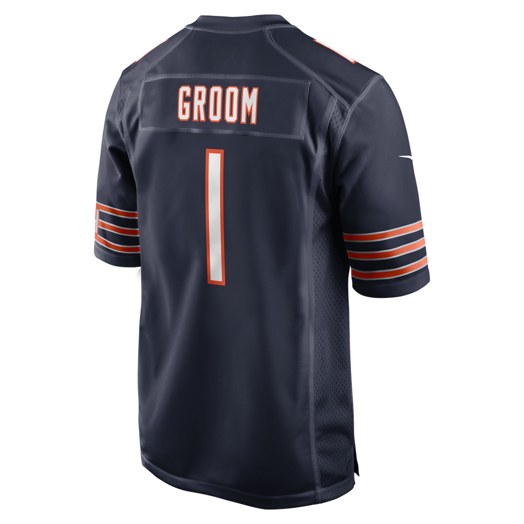 Chicago Bears Number 1 Groom Nike Navy Game Jersey product image 3, provided for visual reference and product detail review