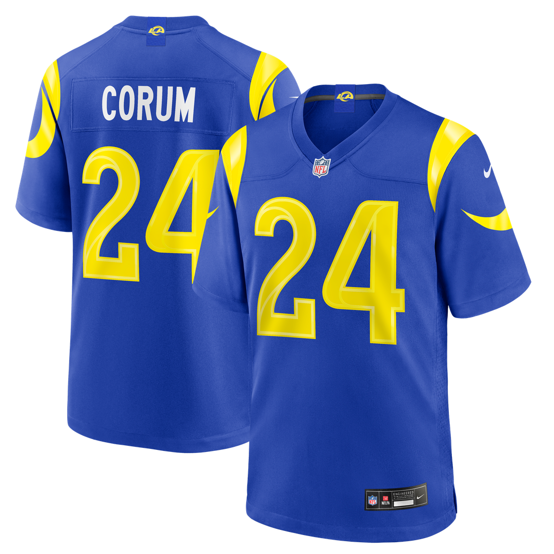 Los Angeles Rams Blake Corum Nike Royal Game Jersey product image 1, provided for visual reference and product detail review