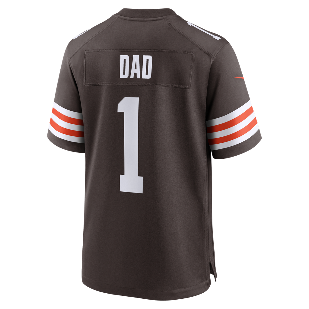 Cleveland Browns Number 1 Dad Nike Brown Game Jersey product image 3, provided for visual reference and product detail review